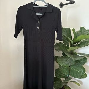 Black slim fit midi dress